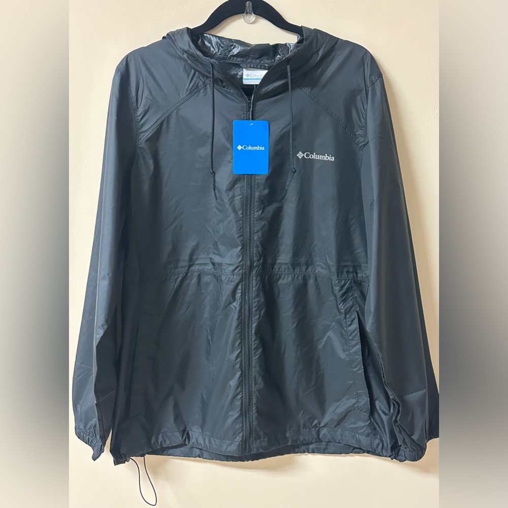 NWT Columbia Center Ridge Women's Hooded Windbreaker Size 1X Color:Black